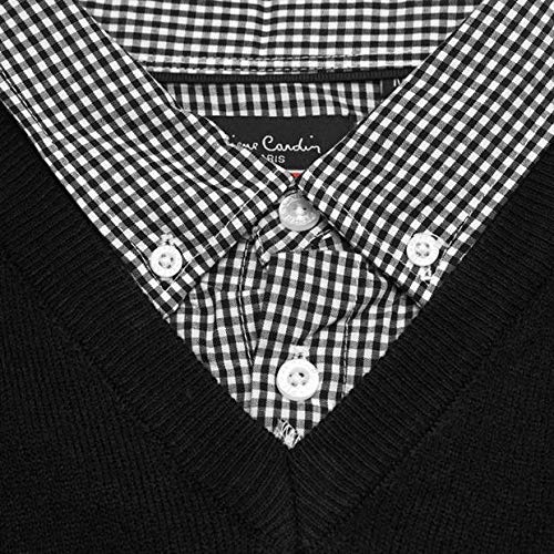 Pierre Cardin - Jersey de punto con cuello en V para hombre Black (Style 2) L