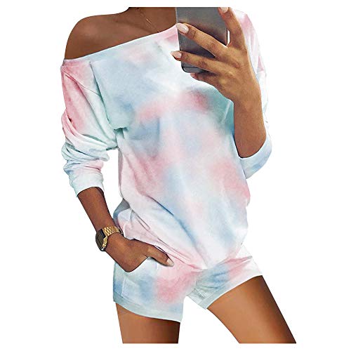 Pijamas Mujer Verano Manga Corta Conjunto de Pijama para Niñas 2 Piezas de Ropa de Dormir Algodón Suave Loungewear