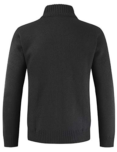 Pinkpum Cardigans para Hombre con Cuello Alto con Cremallera Negro XL