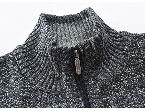 Pinkpum Cardigans para Hombre con Cuello Alto con Cremallera Negro XL