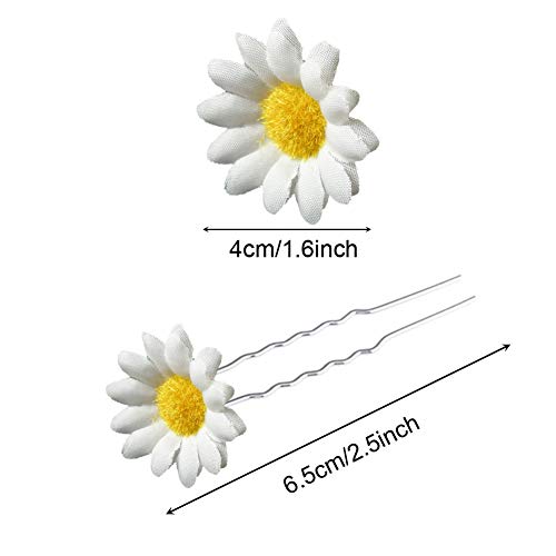 Pinza de Pelo el Cabello de Margarita Horquillas Para el Cabello de Flor Accesorios Para el Cabello Para la Novia de Novia Mujer Decoración Para el Pelo 16PCS (Blanco)