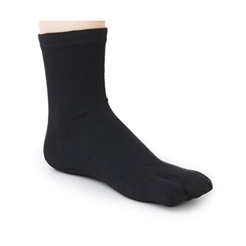 PIXNOR Tabi de algodón elástico de 3 pares calcetines del dedo del pie (blanco + gris + negro)