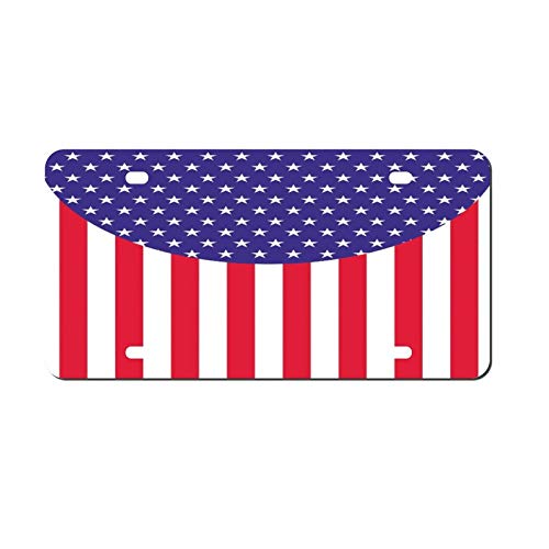 Placa de matrícula de metal de aluminio con diseño de estrellas de la bandera americana, para mujeres, niñas, hombres y niños de 15 x 30 cm