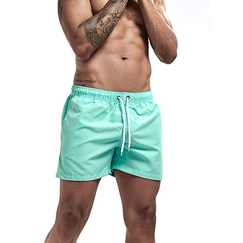 Playa Shorts Pantalones Corto,Deporte De Hombres Ejecutando Green Beach Junta Pantalones Cortos Nadar Tronco Pantalones De Secado Rápido Macho De Bolsillo con Trajes De Baño, Pantalones Cortos D
