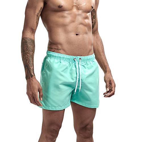 Playa Shorts Pantalones Corto,Deporte De Hombres Ejecutando Green Beach Junta Pantalones Cortos Nadar Tronco Pantalones De Secado Rápido Macho De Bolsillo con Trajes De Baño, Pantalones Cortos D