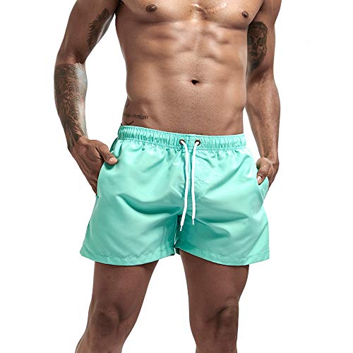 Playa Shorts Pantalones Corto,Deporte De Hombres Ejecutando Green Beach Junta Pantalones Cortos Nadar Tronco Pantalones De Secado Rápido Macho De Bolsillo con Trajes De Baño, Pantalones Cortos D