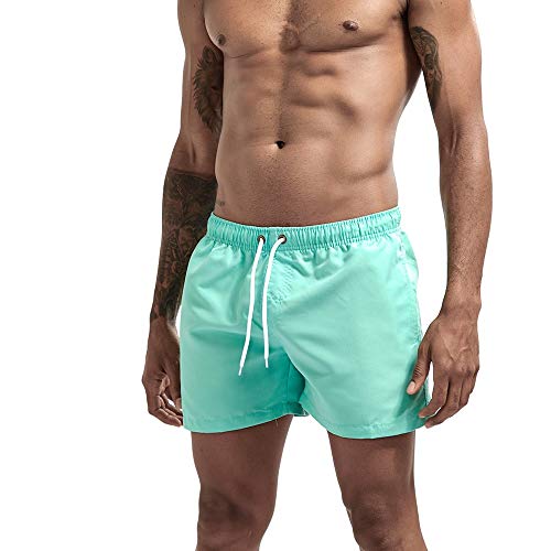 Playa Shorts Pantalones Corto,Deporte De Hombres Ejecutando Green Beach Junta Pantalones Cortos Nadar Tronco Pantalones De Secado Rápido Macho De Bolsillo con Trajes De Baño, Pantalones Cortos D