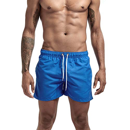 Playa Shorts Pantalones Corto,Deporte De Hombres Ejecutando Playa Azul Pantalón Corto De Placa Nadar Tronco Pantalones De Secado Rápido Macho De Bolsillo con Trajes De Baño, Pantalones Cortos D