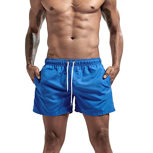 Playa Shorts Pantalones Corto,Deporte De Hombres Ejecutando Playa Azul Pantalón Corto De Placa Nadar Tronco Pantalones De Secado Rápido Macho De Bolsillo con Trajes De Baño, Pantalones Cortos D