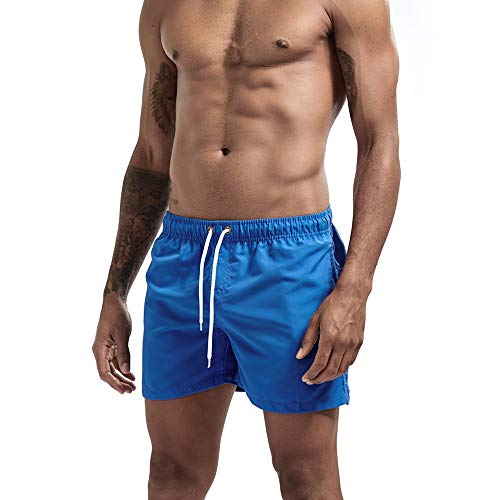 Playa Shorts Pantalones Corto,Deporte De Hombres Ejecutando Playa Azul Pantalón Corto De Placa Nadar Tronco Pantalones De Secado Rápido Macho De Bolsillo con Trajes De Baño, Pantalones Cortos D