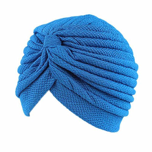 Pluto & Fox Gorra Beanie De Tela Color Liso Turbante para Cabeza De Mujer para Cáncer Quimioterapia Chemo Oncológico Noche Pèrdida de Pelo Cabello 2 Unidades (Granate/Azul, 2)