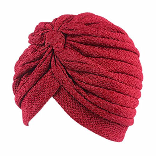 Pluto & Fox Gorra Beanie De Tela Color Liso Turbante para Cabeza De Mujer para Cáncer Quimioterapia Chemo Oncológico Noche Pèrdida de Pelo Cabello 2 Unidades (Granate/Azul, 2)