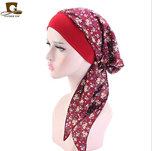 Pluto & Fox Turbante Gorra Pañuelo para Cabeza De Tela De Mujer para Cáncer Quimioterapia Chemo Oncológico Noche Pèrdida de Pelo Cabello (Granete, 1)