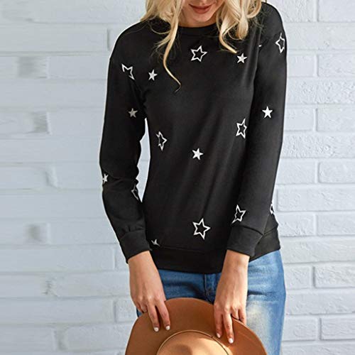 Poachers Jersey Mujer otoño 2019 Jersey Lana Mujer Invierno Colores Abrigos Mujer Invierno Rebajas Desigual Sudaderas Tumblr Adolescentes Chicas Top Bordado de la Estrella de Moda Mujeres Camiseta