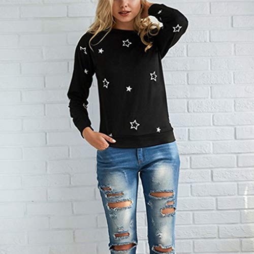 Poachers Jersey Mujer otoño 2019 Jersey Lana Mujer Invierno Colores Abrigos Mujer Invierno Rebajas Desigual Sudaderas Tumblr Adolescentes Chicas Top Bordado de la Estrella de Moda Mujeres Camiseta