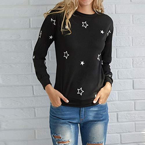 Poachers Jersey Mujer otoño 2019 Jersey Lana Mujer Invierno Colores Abrigos Mujer Invierno Rebajas Desigual Sudaderas Tumblr Adolescentes Chicas Top Bordado de la Estrella de Moda Mujeres Camiseta
