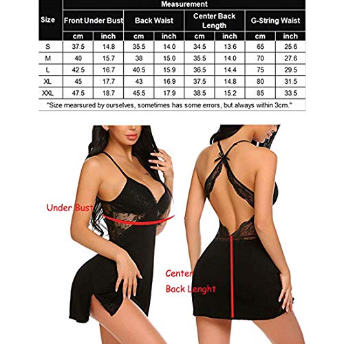 Polly Online Mujeres Sexy Ropa de Dormir Mujeres Sexy Ropa Interior Camisón Babydoll Ropa Interior Traje Correas Ajustables