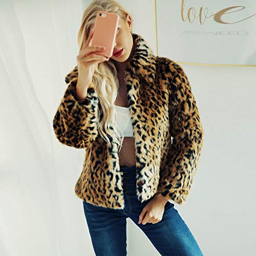 POLP Abrigos mujer Estampado Leopardo Sudadera con Capucha de Invierno de Mujer Calientes Sudadera con Capucha de Jersey de la impresión del Leopardo de Mujer Neck Warmer Chaqueta de Solapa