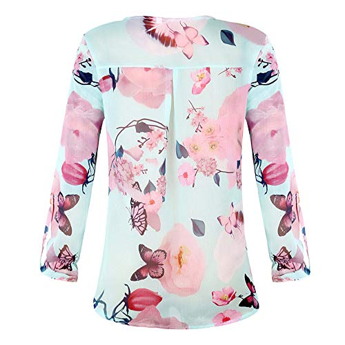 POLP Blusas para Mujer Elegantes Verano Fiesta Sexy Camisetas Manga Larga Mujer Tallas Grandes Originales Baratas Blusa de Gasa Larga Escote en V Primavera Tops Shirt 2019