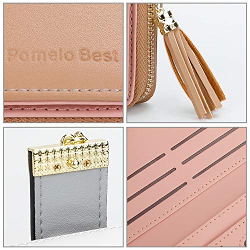 Pomelo best Monederos Mujer Cartera de Mujer de Gran Capacidad de Cuero de Mujer con RFID Bloqueo Bolsos Largo de Mujer con Cremallera de Bolsillo y Borlas (Caqui)