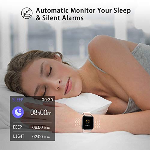 Popglory Smart Watch, Reloj Inteligente con Oxígeno Sanguíneo Presión Arterial Frecuencia Cardíaca, Pulsera Actividad Impermeable IP67 para Hombre Mujer para Android iOS