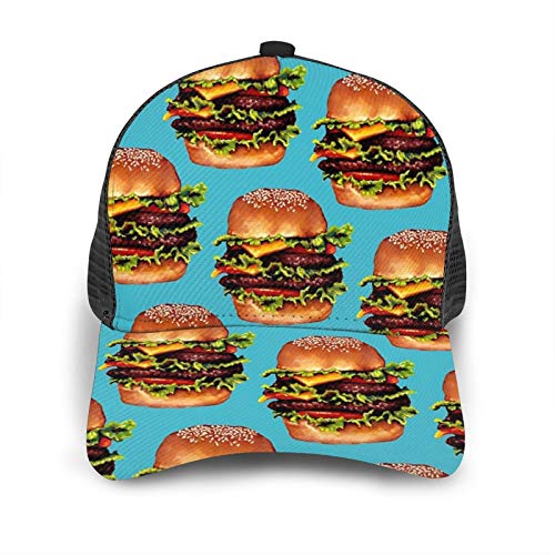 popluck Gorra de béisbol de doble cheeseburger con 2 patrones unisex, borde curvado, ajustable, universal, para exteriores