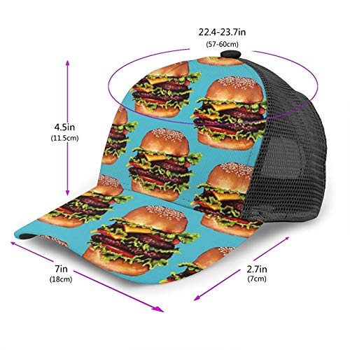 popluck Gorra de béisbol de doble cheeseburger con 2 patrones unisex, borde curvado, ajustable, universal, para exteriores
