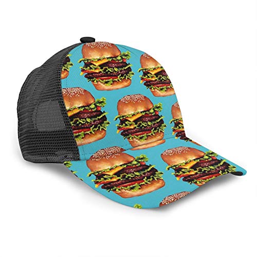 popluck Gorra de béisbol de doble cheeseburger con 2 patrones unisex, borde curvado, ajustable, universal, para exteriores