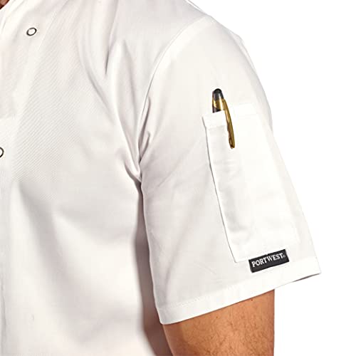 Portwest C733WHRM Chaqueta de Chef, Cumbria , M, Blanco (White)