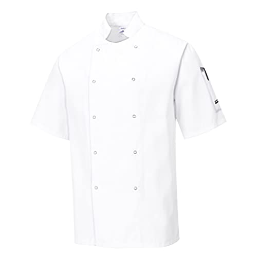 Portwest C733WHRM Chaqueta de Chef, Cumbria , M, Blanco (White)
