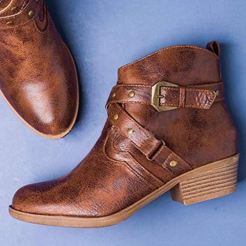 Posioanl Botas De Nieve Hombre Mujer Invierno Botines Tacon para Tacones Altos Zapatos OtoñO De TacóN Cuadrado Moda Mujer Alto con Plataforma Impermeable Puntiagudos Hebilla Punta Estrecha Casuales