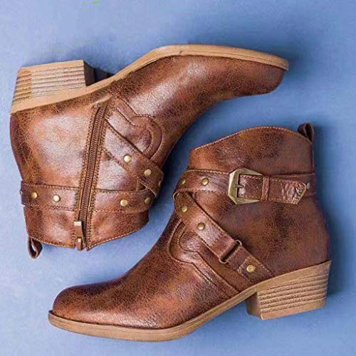 Posioanl Botas De Nieve Hombre Mujer Invierno Botines Tacon para Tacones Altos Zapatos OtoñO De TacóN Cuadrado Moda Mujer Alto con Plataforma Impermeable Puntiagudos Hebilla Punta Estrecha Casuales