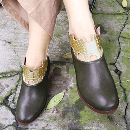 Posional Moda Mujer Tacones Cuadrados Cremallera Serpentina Imprimir Bota Corta Zapatos De Punta Redonda