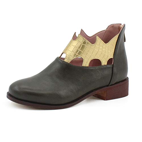 Posional Moda Mujer Tacones Cuadrados Cremallera Serpentina Imprimir Bota Corta Zapatos De Punta Redonda