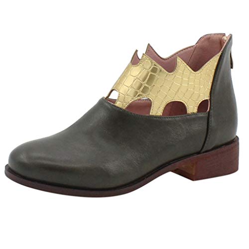 Posional Moda Mujer Tacones Cuadrados Cremallera Serpentina Imprimir Bota Corta Zapatos De Punta Redonda