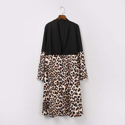 Posional Moda para Mujer Estampado De Leopardo Empalme Manga Larga Chaqueta De Punto Blusa Tops Largos