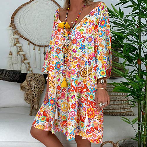 Posional Vestido De Mujer Playa Estampados Casual Corto Traje De Baño Protector Solar para Cubrir Bikini Flores Verano 2019 Boho Pareo Camisola Piscina Talla Grandes