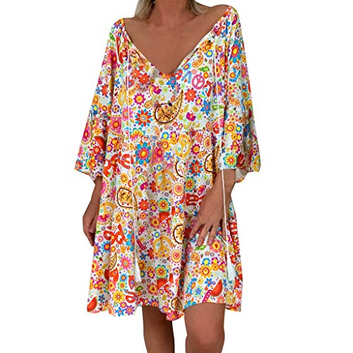 Posional Vestido De Mujer Playa Estampados Casual Corto Traje De Baño Protector Solar para Cubrir Bikini Flores Verano 2019 Boho Pareo Camisola Piscina Talla Grandes