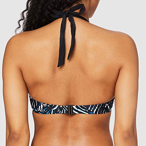 Pour Moi? Barracuda Padded Halter Underwired Top Parte Superior de Bikini, Azul (Negro/Azul), 80F para Mujer