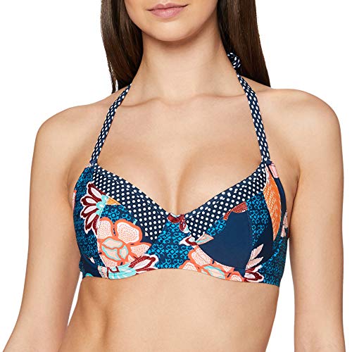 Pour Moi? Reef Halter Lightly Padded Underwired Top Parte de Arriba de Bikini, Azul (Navy Navy), 90F (Talla del Fabricante: 34E) para Mujer