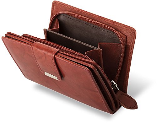 Práctica cartera de piel para mujer, monedero, morado (negro) - 169