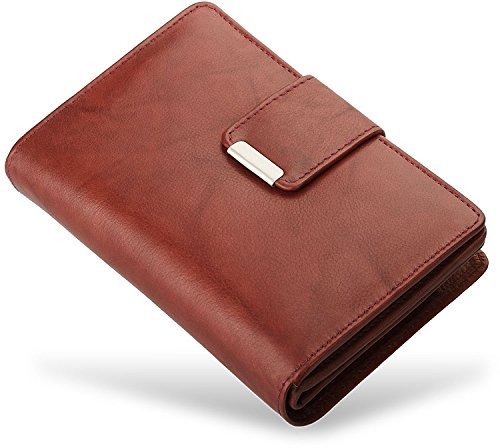 Práctica cartera de piel para mujer, monedero, morado (negro) - 169