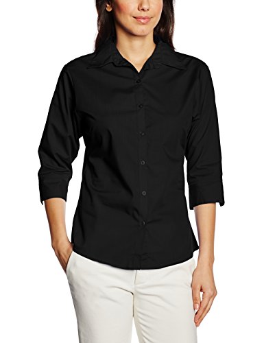 Premier Workwear Ladies Poplin Blouse 3/4 Sleeved Blusa, Negro (Black), 36 (Talla del Fabricante: 8) para Mujer
