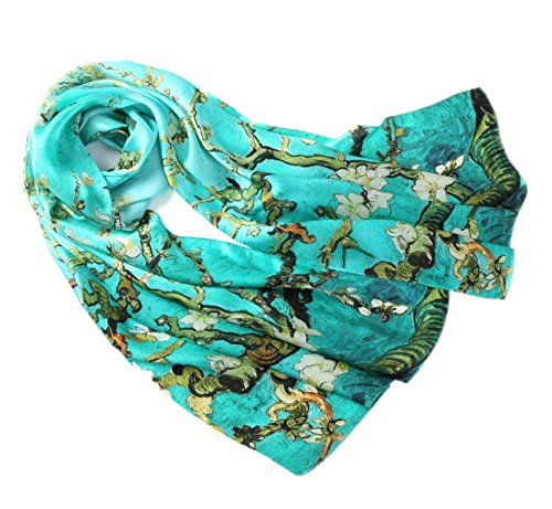 prettystern - 100% las mujeres de seda de la bufanda obra pintura de Van Gogh Art Print - Almendro con flores P309