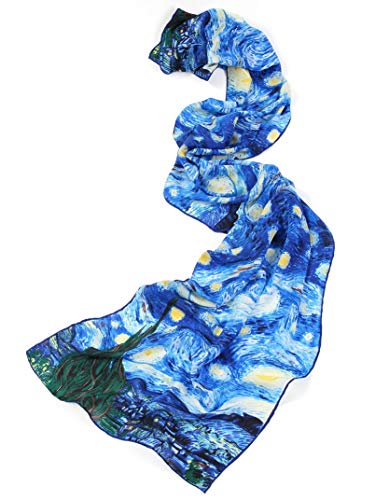 prettystern cuello mujer de seda Bufanda Van Gogh hecha a mano Noche estrellada (Starry Night) P117