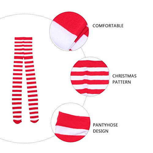 PRETYZOOM Medias de Elfo Navideño para Mujer Medias a Rayas Navideñas Accesorios de Cosplay de Elfo Navideño Medias Largas de Vacaciones
