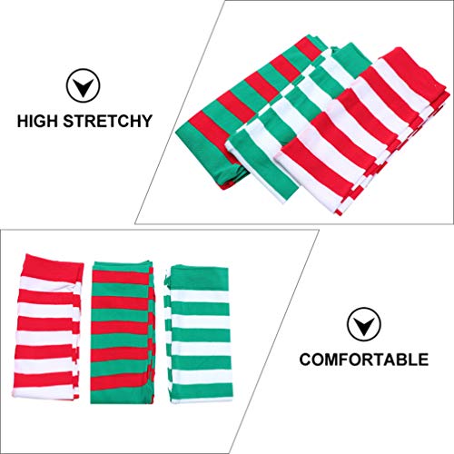 PRETYZOOM Medias de Elfo Navideño para Mujer Medias a Rayas Navideñas Accesorios de Cosplay de Elfo Navideño Medias Largas de Vacaciones