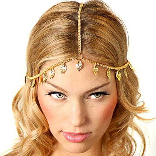 Princesa corona Tiara de la boda 2 Unids Hairband Cadena Bohemia Joyería Tocado de La Cadena de la Hoja Hairband Cadena perla real Corona decoraciones de la cadena del tocado
