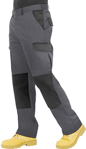 ProLuxe Endurance - Pantalones Tipo Cargo, de Combate, con Bolsillos para Rodillera y Costuras reforzadas, Gris/Negro 34R