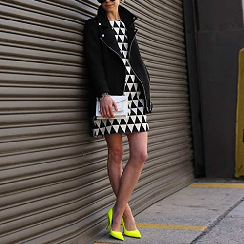 Proumy Vestido de Trabajo Verano Mujer Estampado Triángulos Ropa sin Manga Chaleco Larga Blanco Negro Faldas Rectas Camiseta Básica Chaleco Geométrica Dresses Corto Skirt Traje de Talla Grande (2XL)